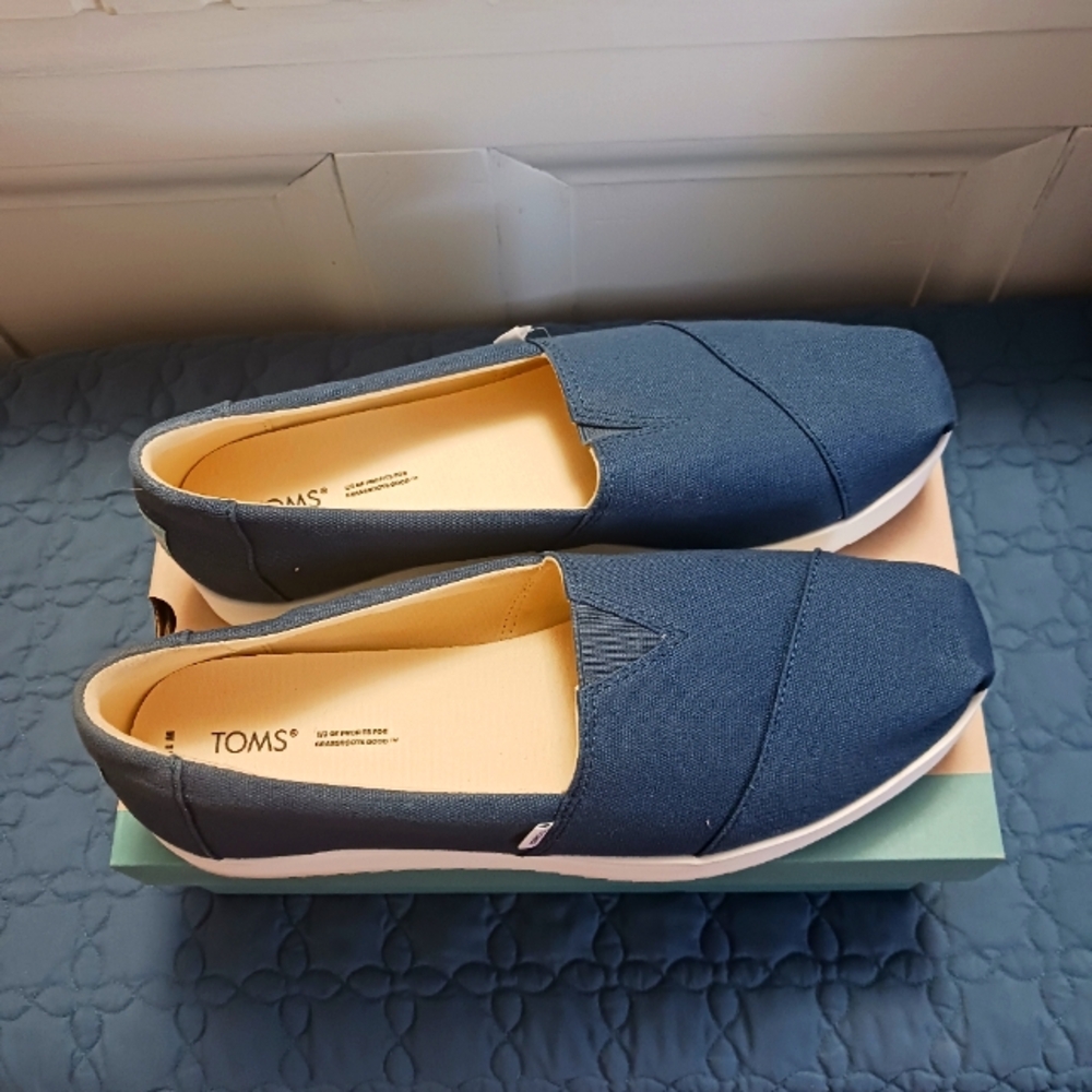 TOMS Blue Canvas Slip-On Shoes
